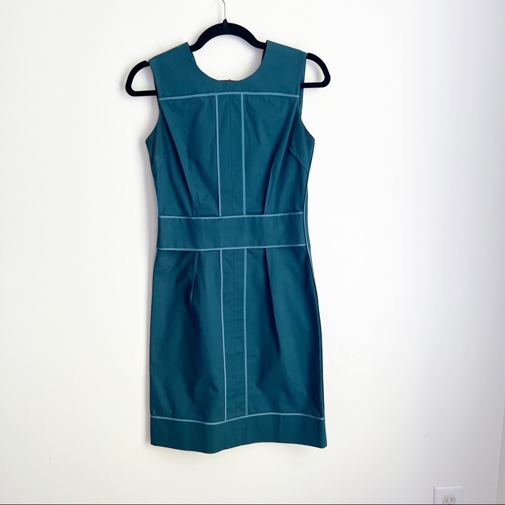 SoCa St John Teal Piped Sheath Dress Size 2 - Picture 1 of 6